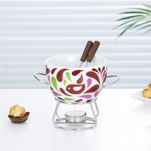 Keraamiline šokolaadifondüü komplekt Puuviljavõi sulatusjuustusegu Tööriistad Portselanist isetehtud fondüü serveerimiskomplekt jäätise suupistete jaoks