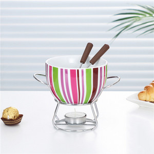 Keraamiline šokolaadifondüü komplekt Puuviljavõi sulatusjuustusegu Tööriistad Portselanist isetehtud fondüü serveerimiskomplekt jäätise suupistete jaoks