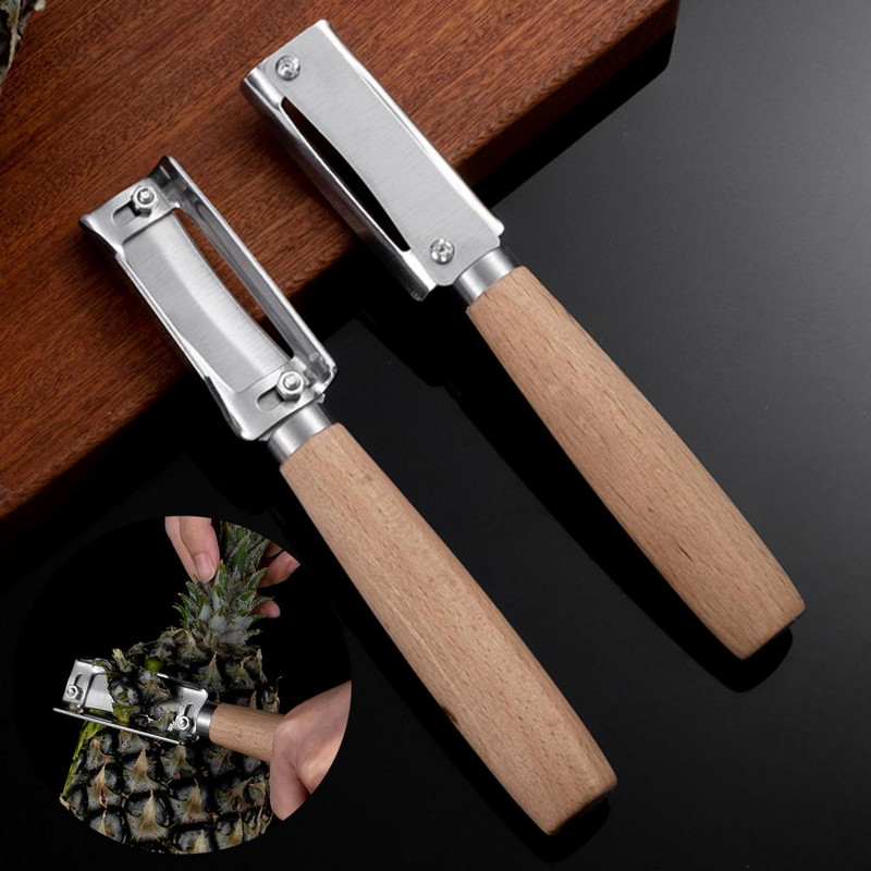 Puuviljakoorija Mugava puidust käepidemega Professionaalne ananassi viilutaja koorija lõikur küpsetustööriist Köögitarvikud