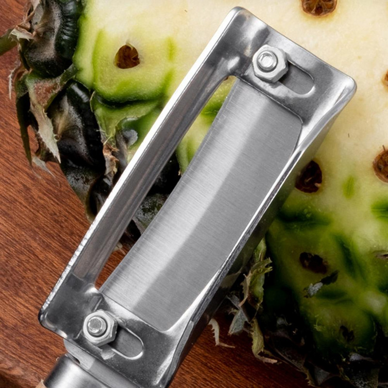 Puuviljakoorija Mugava puidust käepidemega Professionaalne ananassi viilutaja koorija lõikur küpsetustööriist Köögitarvikud