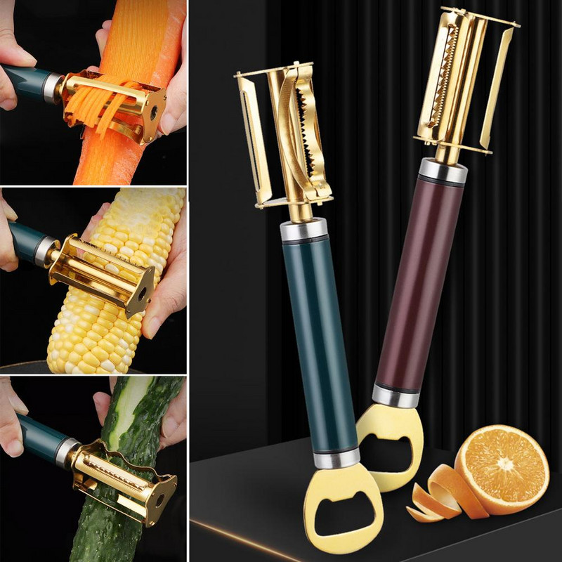 Bulvių skustuvas Patvarus ergonomiško dizaino nerūdijančio plieno 4 viename rankinis vaisių daržovių skustuvas skardinių atidarytuvo virtuvės įtaisas