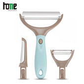 Köögiviljakoorija 3-st roostevabast terasest trio-köögivilja- ja puuviljakoorija komplekti kartuli-porgandi-puuviljatarvikute jaoks