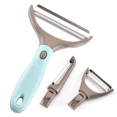 Köögiviljakoorija 3-st roostevabast terasest trio-köögivilja- ja puuviljakoorija komplekti kartuli-porgandi-puuviljatarvikute jaoks