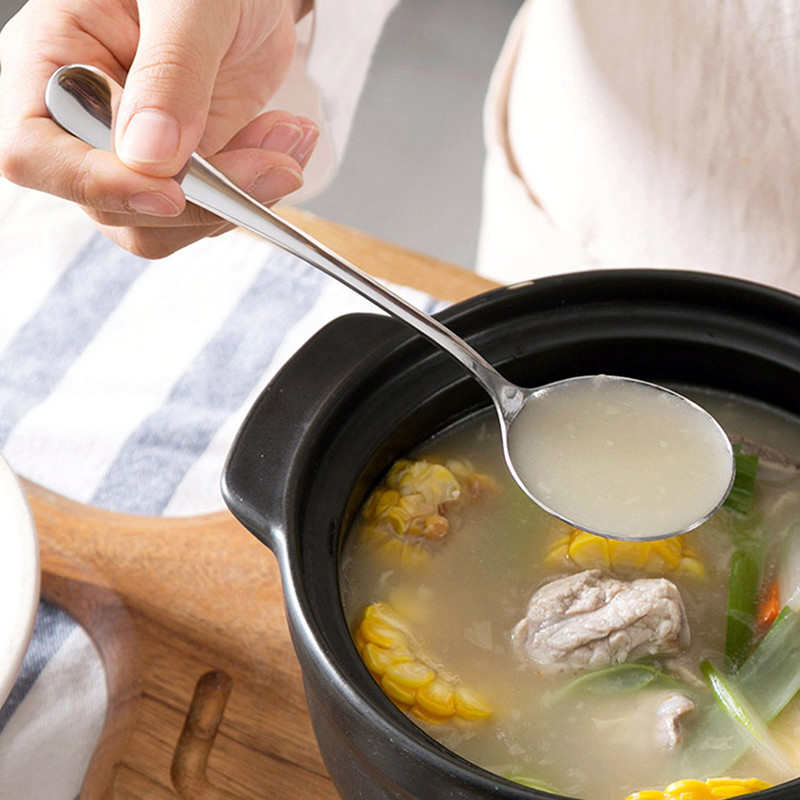 Nerūdijančio plieno stalo šaukštai su ilga rankena sriubos kiaurasamtis šaukštas ledams vakarienei virtuvės ryžių salotoms stalo įrankiai