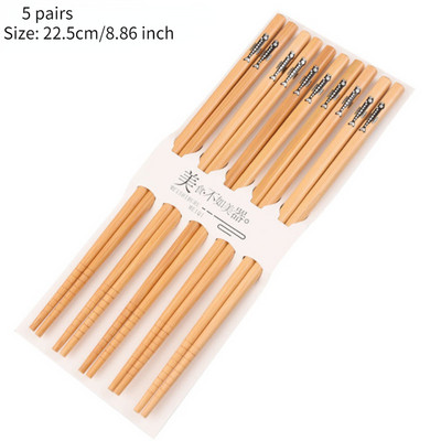 5 poros bambukinių lazdelių buitinės ilgos lazdelės neslystančios stalo indų lazdelės Įvairių spalvų medinių lazdelių rinkinys