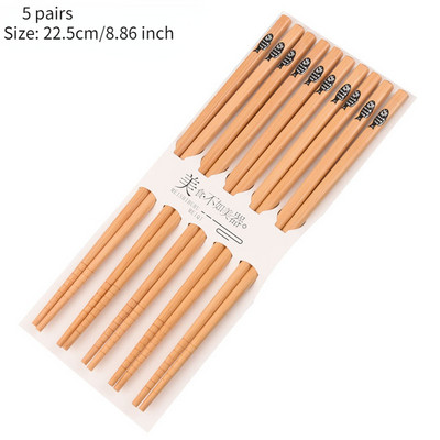 5 poros bambukinių lazdelių buitinės ilgos lazdelės neslystančios stalo indų lazdelės Įvairių spalvų medinių lazdelių rinkinys