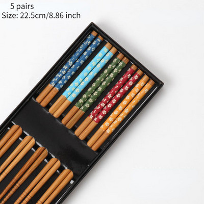 5 poros bambukinių lazdelių buitinės ilgos lazdelės neslystančios stalo indų lazdelės Įvairių spalvų medinių lazdelių rinkinys