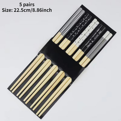5 poros bambukinių lazdelių buitinės ilgos lazdelės neslystančios stalo indų lazdelės Įvairių spalvų medinių lazdelių rinkinys