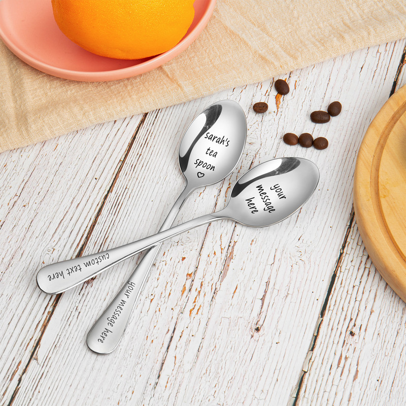 Isikupärastatud isetegemine roostevabast terasest tasuta kohandatud graveeritud kohvilusika kahvliga jõuluköögi tarvikud lauanõude kaunistus