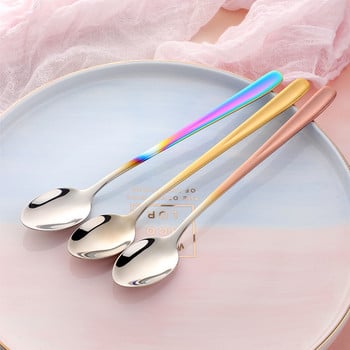 18/10 από ανοξείδωτο ατσάλι Rainbow Ice Poons with Long Handle Mirror Polished Mixing Ανακατεύοντας Ποτό Επιδόρπιο Παγωτό Κουτάλι τσαγιού