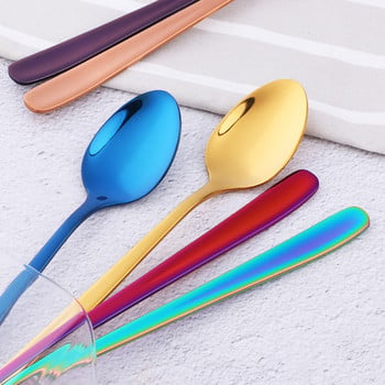 18/10 από ανοξείδωτο ατσάλι Rainbow Ice Poons with Long Handle Mirror Polished Mixing Ανακατεύοντας Ποτό Επιδόρπιο Παγωτό Κουτάλι τσαγιού