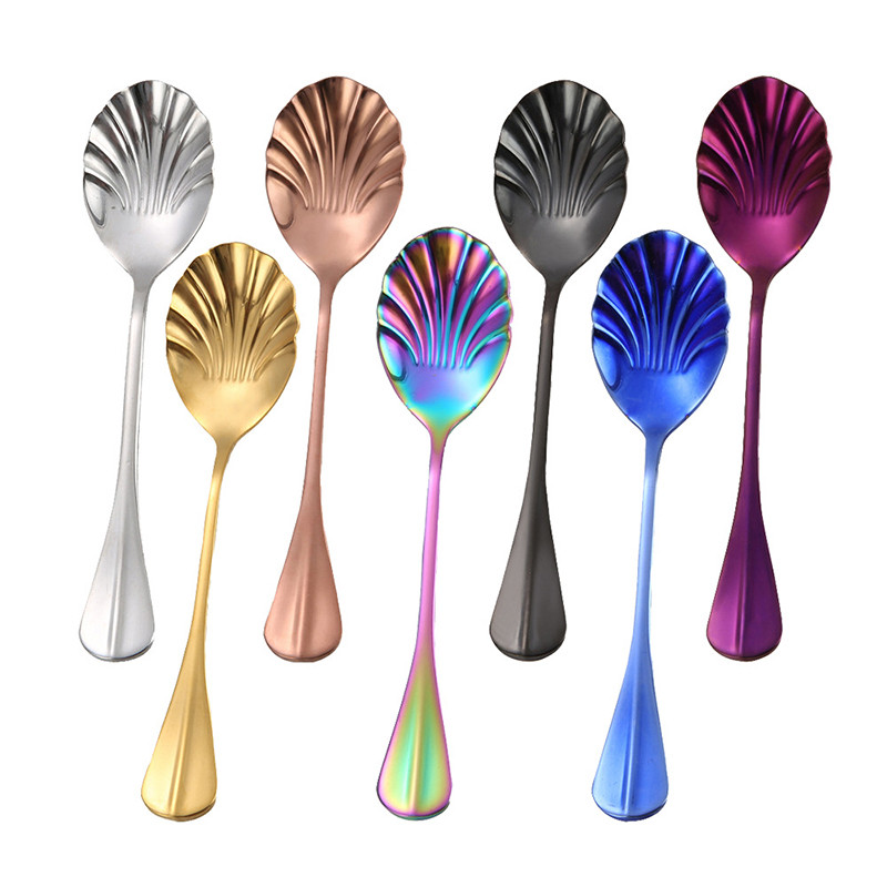 Kreativni oblik školjke Žlica od nehrđajućeg čelika Žličice za kavu Žlice za sladoled Šećer Žlice za desert Posuđe Kuhinjski pribor