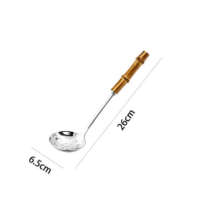 Metalno cjedilo Žlica od nehrđajućeg čelika Žlica za rezance Cjedilo Drška od bambusa Praktični alati za tjesteninu Žlica za juhu Kuhinjski pribor