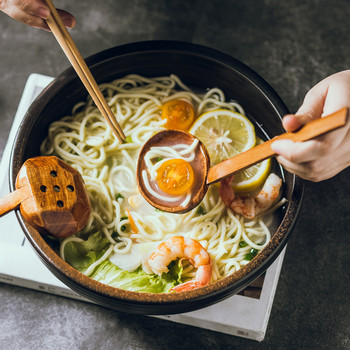 1 τμχ Ramen Σούπα Κουτάλι Γιαπωνέζικα Noodles Κουτάλι σούπας με Τρύπες Ξύλινο Κουζίνα Μεγάλο Κουτάλι Μαγειρικά Σκεύη