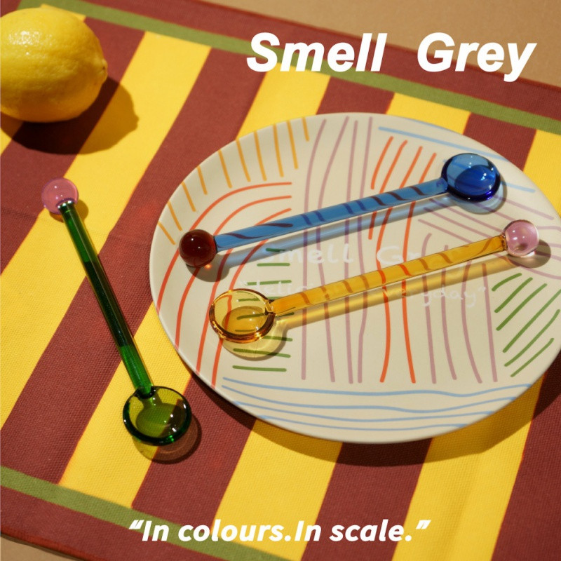 1 τμχ Creative Glass Milk Spoon Χρωματιστό διάφανο επιδόρπιο καφέ Αναδευτικό κουτάλι με μακριά λαβή ράβδος αναδευτήρα για επιτραπέζια σκεύη κουζίνας