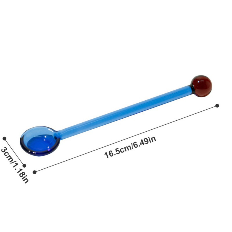 1 τμχ Creative Glass Milk Spoon Χρωματιστό διάφανο επιδόρπιο καφέ Αναδευτικό κουτάλι με μακριά λαβή ράβδος αναδευτήρα για επιτραπέζια σκεύη κουζίνας