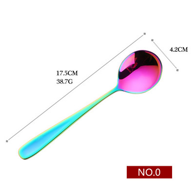 1PC šarene žlice za posluživanje od nehrđajućeg čelika, okrugli oblik, žlice za kavu, sladoled, desert, čajna žlica, posuđe, kuhinjski alati za kafiće