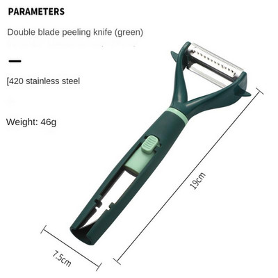 Roostevabast terasest 2-ühes koorimisnuga Multifunktsionaalne puuviljakaabits Mitmeotstarbeline puuviljamelonite hööveldamise koorija Köögiviljatööriist