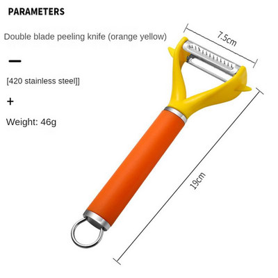 Roostevabast terasest 2-ühes koorimisnuga Multifunktsionaalne puuviljakaabits Mitmeotstarbeline puuviljamelonite hööveldamise koorija Köögiviljatööriist