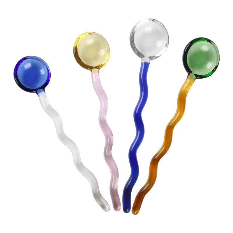 UBBT kõrge boorsilikaatklaasist lusikaga värviline kohvisegamisvarras loominguline jäätise magustoidu moosikulp kodurestorani kohvikusse