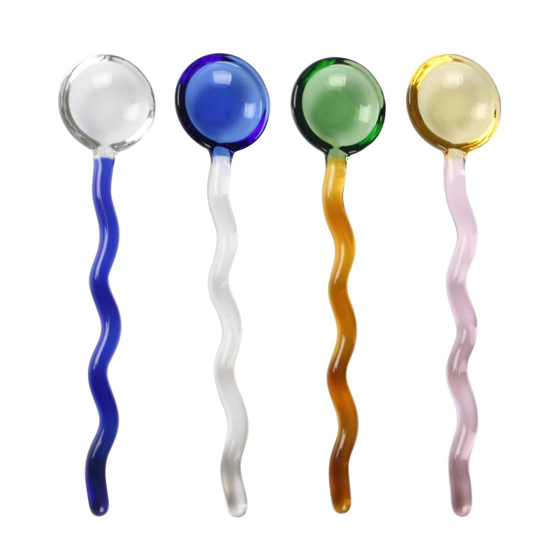 UBBT kõrge boorsilikaatklaasist lusikaga värviline kohvisegamisvarras loominguline jäätise magustoidu moosikulp kodurestorani kohvikusse