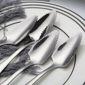 Dantytais kraštais Greipfrutų šaukštas 304 Nerūdijančio plieno ilga rankena Šveitimo šaukštai Vaisių kaušeliai Kavos arbatiniai šaukšteliai Stalo įrankiai Stalo reikmenys