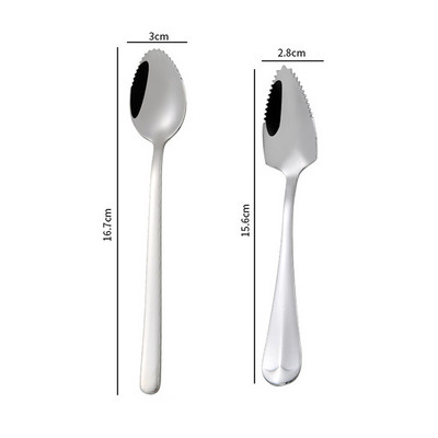 Dantytais kraštais Greipfrutų šaukštas 304 Nerūdijančio plieno ilga rankena Šveitimo šaukštai Vaisių kaušeliai Kavos arbatiniai šaukšteliai Stalo įrankiai Stalo reikmenys