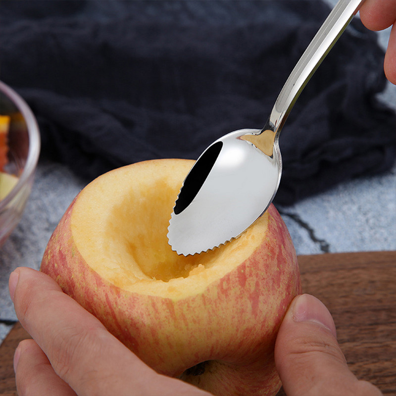 Dantytais kraštais Greipfrutų šaukštas 304 Nerūdijančio plieno ilga rankena Šveitimo šaukštai Vaisių kaušeliai Kavos arbatiniai šaukšteliai Stalo įrankiai Stalo reikmenys