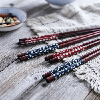 2/5 чифта пръчици Cherry Blossom Chopsticks от естествено дърво за многократна употреба Черни японски суши пръчици за китайска храна