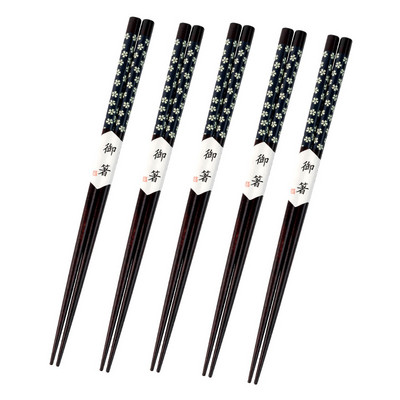 2/5 paari Cherry Blossom Chopsticks naturaalsest puidust korduvkasutatavad mustad Jaapani sushi pulgad Hiina toidu jaoks