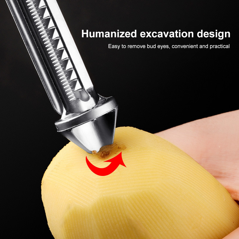 3 u 1 štapić za ljuštenje od nehrđajućeg čelika, ručna ribalica za povrće, voće, višenamjenska ljuštilica, prijenosni rezači za kućnu kuhinju