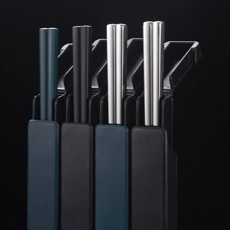 304 nerūdijančio plieno lazdelės pietų stalo reikmenys Kelioniniai nešiojami lazdelės su laikymo dėžutės laikikliu Indų virtuvės priedai