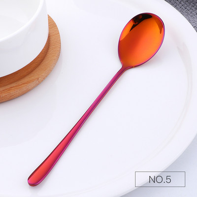 Värviline õhtusöögi lusikas peegel roostevabast terasest supilusikas pika varrega magustoit mee jääkulbiga köök kuldne hõbe riisisalati lusikas