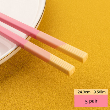 1 чифта розови японски китайски пръчици за суши пръчици за многократна употреба Комплект корейски пръчици за хранене Здрави прибори за хранене Palillos Chinos Сладки