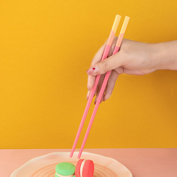 1 чифта розови японски китайски пръчици за суши пръчици за многократна употреба Комплект корейски пръчици за хранене Здрави прибори за хранене Palillos Chinos Сладки