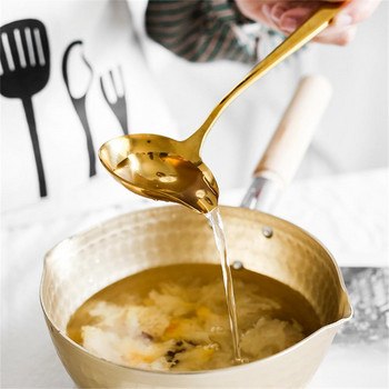 Лъжица за напояване на сос Твърда многократна употреба от неръждаема стомана, устойчива на ръжда, безопасна гореща тенджера, черпак за супа за кухня