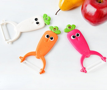 Нова анимационна многоцветна сладка керамична белачка за моркови Карикатурен нож за лющене Креативна многофункционална керамична белачка
