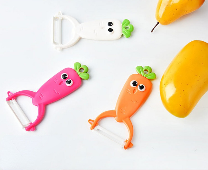 Uus multifunktsionaalne mitmevärviline porgandi keraamiline koorija Cartoon koorimisnuga Loov multifunktsionaalne keraamiline koorija