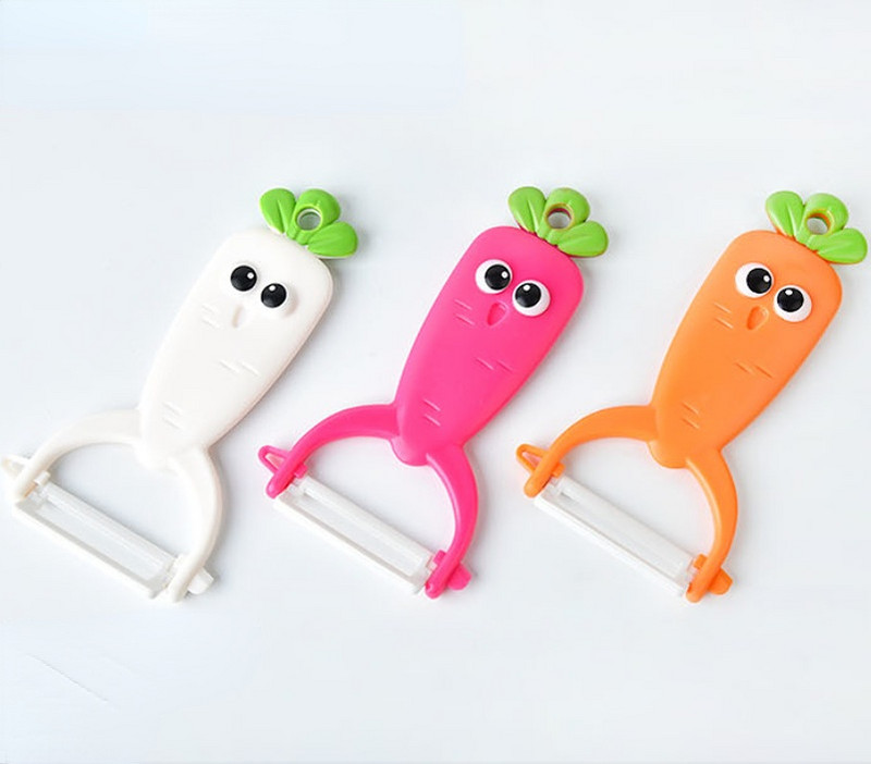 Uus multifunktsionaalne mitmevärviline porgandi keraamiline koorija Cartoon koorimisnuga Loov multifunktsionaalne keraamiline koorija