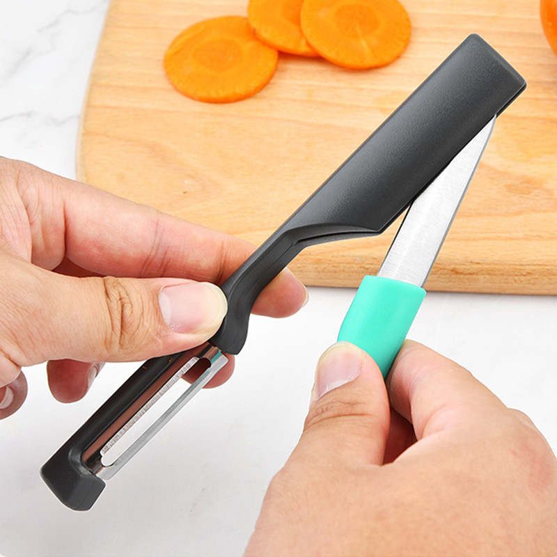 2-u-1 ljuštilica za povrće Višenamjenski nož Rezač voća od nehrđajućeg čelika Prijenosni alati za guljenje Putovanja Kući Kuhinjski uređaji