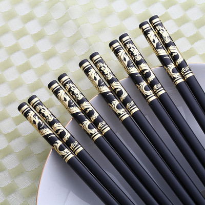 Zollor 1 чифт висококачествени домакински сплави Черни пръчици за хранене Хотел Ресторант Нехлъзгащи се съдове за многократна употреба Хранителни пръчици за суши
