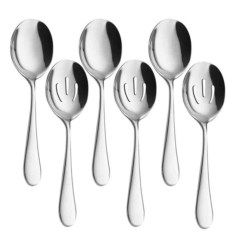 Žlica za posluživanje Luksuzni veliki kuhinjski alat za kuhanje posuđa Metalni umak Curry salata Buffet Žlica za posluživanje s prorezima