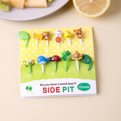 Nauji Animal Fruit Fork Castle Vaisių maisto krapštukai Bento Box Rinktukai Animacinių filmų gyvūnų maisto dantų krapštukai Bento Box Priedai
