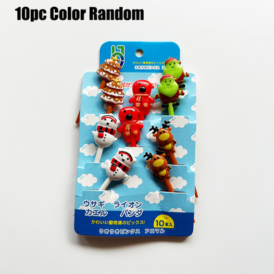 Nauji Animal Fruit Fork Castle Vaisių maisto krapštukai Bento Box Rinktukai Animacinių filmų gyvūnų maisto dantų krapštukai Bento Box Priedai