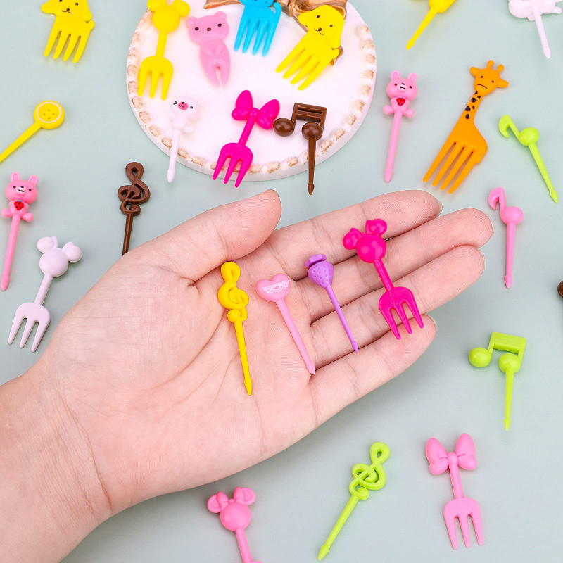 Nauji Animal Fruit Fork Castle Vaisių maisto krapštukai Bento Box Rinktukai Animacinių filmų gyvūnų maisto dantų krapštukai Bento Box Priedai