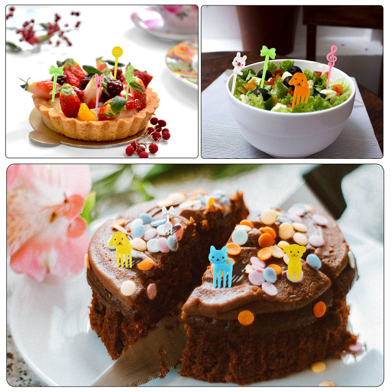 Nauji Animal Fruit Fork Castle Vaisių maisto krapštukai Bento Box Rinktukai Animacinių filmų gyvūnų maisto dantų krapštukai Bento Box Priedai