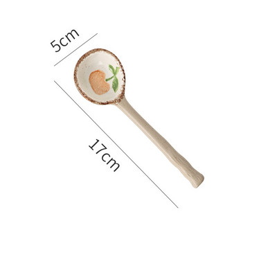 Japoniško stiliaus keraminis mažas sriubos šaukštelis, akmens masės šaukštas, ilgakojis šaukštas, buitinis mielas kūrybingas ryžių šaukštelis virtuvės indai