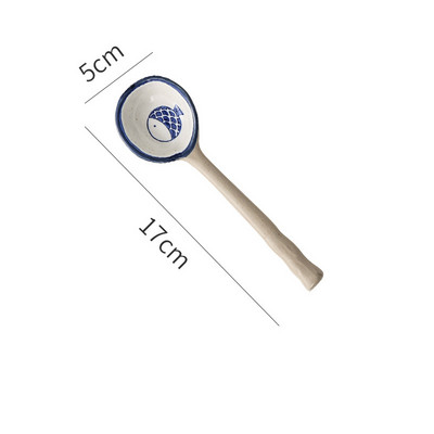 Japoniško stiliaus keraminis mažas sriubos šaukštelis, akmens masės šaukštas, ilgakojis šaukštas, buitinis mielas kūrybingas ryžių šaukštelis virtuvės indai