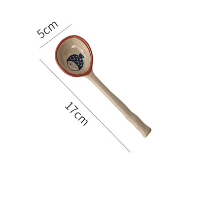 Japoniško stiliaus keraminis mažas sriubos šaukštelis, akmens masės šaukštas, ilgakojis šaukštas, buitinis mielas kūrybingas ryžių šaukštelis virtuvės indai