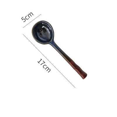 Japoniško stiliaus keraminis mažas sriubos šaukštelis, akmens masės šaukštas, ilgakojis šaukštas, buitinis mielas kūrybingas ryžių šaukštelis virtuvės indai